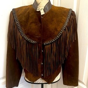 Vintage Diamond Leathers Suede Fringe Jacket size 12 L